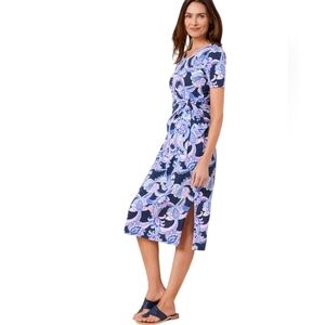 Talbot's Nantucket Slub Knit Side Tie Midi Dress In Charming Floral Petite Small